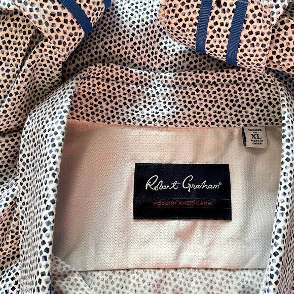 Robert Graham Mod Geometric Shirt Americana Tailored Fit Floral Paisley Blue XL - Picture 8 of 8